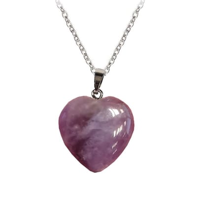 Fako Bijoux® - Ketting Met Hartje - Hart Natuursteen - 20x20mm - Amethist - 50cm