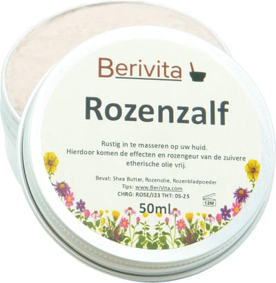Rozenzalf 50ml - Rozenolie en Rozenpoeder in Shea Butter - Natuurlijke Verzorging met Rozengeur