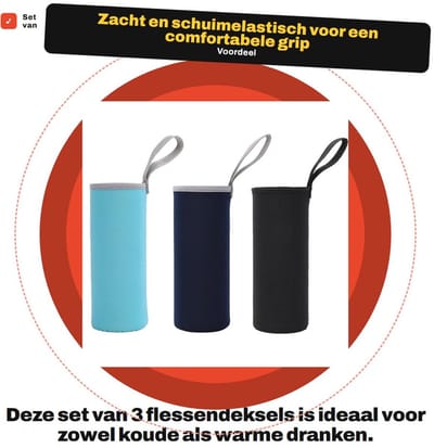 Dailygoods- Flessendeksels - Geïsoleerde Flessenzakken - Antislip - Zacht Stof - Neopreen - Voor Koude/Warme Dranken - Fleshoes