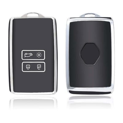 Autosleutel Hoesje geschikt voor Renault - Sleutelcover - TPU Cover Sleutelhoes - Accessoires - zwart