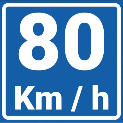 Adviessnelheid 80 km bord - kunststof - A4 150 x 150 mm