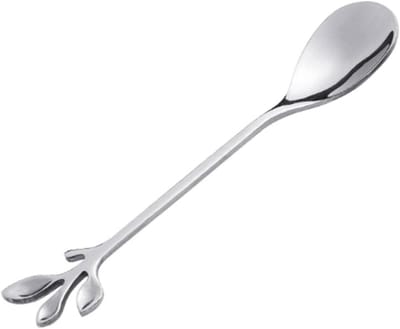 Roestvrijstalen Lepel - Tak Blad Vork - Koffie Keuken Gebruik - Spiegel Gepolijst Ontwerp - 12 cm - Zilver