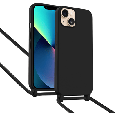 ShieldCase Hoesje met telefoonkoord (zwart) geschikt voor iPhone 13 - Telefoonhoesje met koord - Beschermende case - Slanke cover