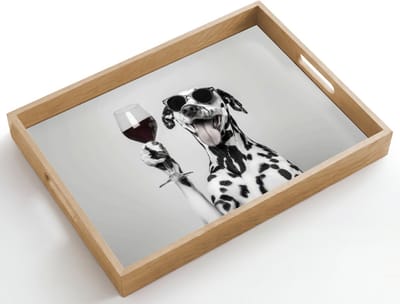 Dienblad hout 50x35 cm - Schootdienblad - Zonnebril - Dalmatiër - Wijnglas - Tong - Borrelplank rechthoek - Plateau dienbladen