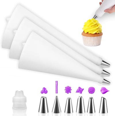 Famanu – Herbruikbare katoenen spuitzakken 3 stuks, 31 tot 40 cm voor cupcakes, desserts en taarten