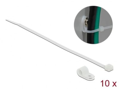 Tie-wraps 200 x 3,6mm (10 stuks) met montageklem (10 stuks) / transparant