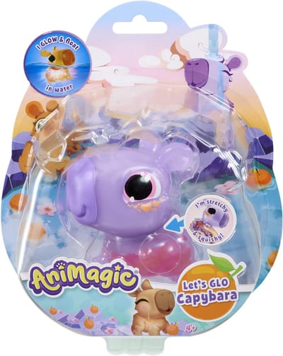 Animagic Let's Glo Capybara Purple - Speelfiguur - Lichtgevende Capybara