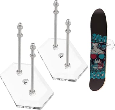 Skateboard Wandbeugel Set van 2, Acryl Skateboardstandaard voor Tentoonstelling en Opslag van Skateboard Decks, Transparant en Duurzaam