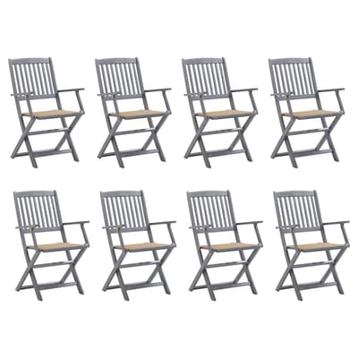 vidaXL - Inklapbare - stoelen - 8 - st - met - kussens - massief - acaciahout