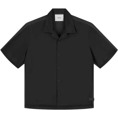 Shirt Sleeve korte man linnen Shirt zwart