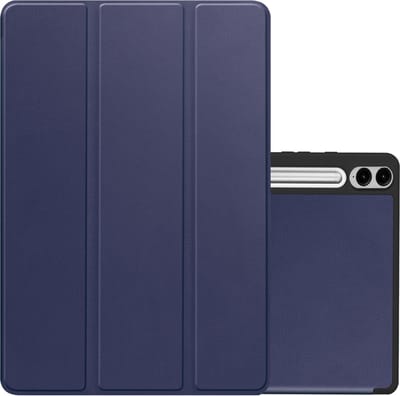 Hoes - Geschikt voor Samsung Galaxy Tab S9 FE Plus - Dun & Stevig - Trifold Bookcase - Hard Cover Case - Met Uitsparing Geschikt voor S Pen - Hardcover Book - Tablet Hoesje - Donkerblauw