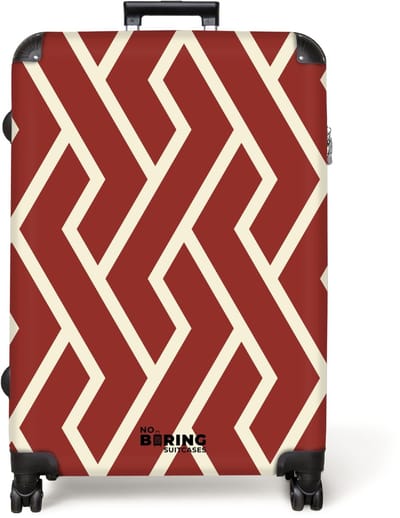NoBoringSuitcases.com® - Koffer groot - Reiskoffer lichtgewicht - Zigzagpatroon in rood en beige - Rolkoffer met 4 wielen - Grote trolley XL - 98 liter bagage