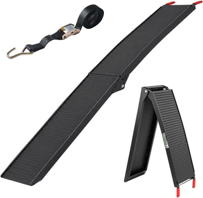TRUTZHOLM - Oprijplaat - 205 cm - 340 kg - Opvouwbaar - Zwart - Antislip - Voor Motor & E-bike - Aluminium