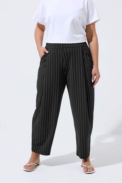 Limited Collection Zwarte Barrel Broek Met Fijne Streep Size 42