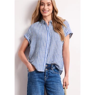 Gestreepte linnen blouse