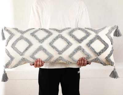 Lange Kussenhoes - Lendenkussensloop - Decoratief - Superzachte Chenille - 30x90 cm - Grijs