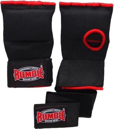 Rumble - Binnenhandschoenen Boksen - Bandage Boksen - Zwart-Rood met Stevige strap M