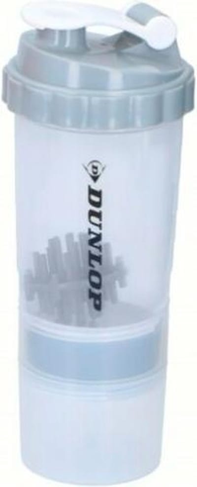 DUNLOP sportfles met rietje + eiwitshaker 550ML - grijs