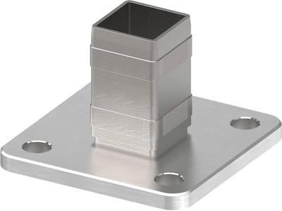 Muur- en vloeranker - Bevestigingsanker Staalanker - Buisbevestiging - Roestvrij V4A staal - 40x40mm buis - Zilver