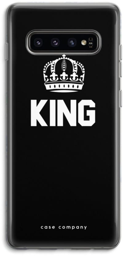 Case Company® - Hoesje geschikt voor Samsung Galaxy S10 4G hoesje - King zwart - Soft Cover Telefoonhoesje - Bescherming aan alle Kanten en Schermrand