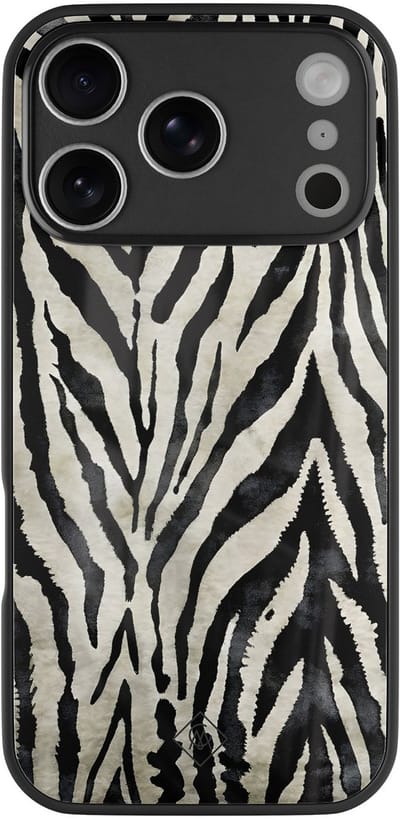 Casimoda® hoesje - Geschikt voor iPhone 17 Pro - Zebra - Luxe Hard Case Zwart - Backcover telefoonhoesje - Zwart