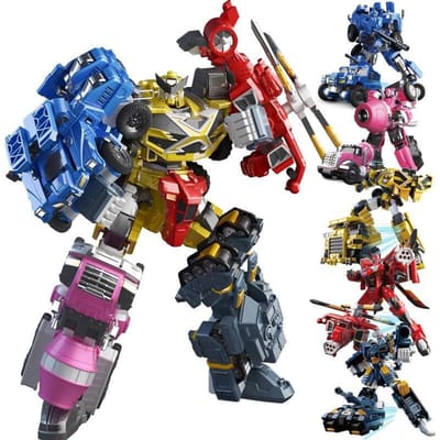 5 EN 1/4 EN 1 Mini Robot Transformable Force en Robot en Voiture Jouets Figurines d'Action MiniForce X Avion de Simulation Transformation Voiture jouet