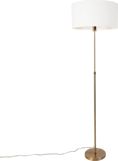 QAZQA parte stof - Design Vloerlamp | Staande Lamp met kap - 1 lichts - H 169 cm - Brons - Woonkamer | Slaapkamer | Keuken