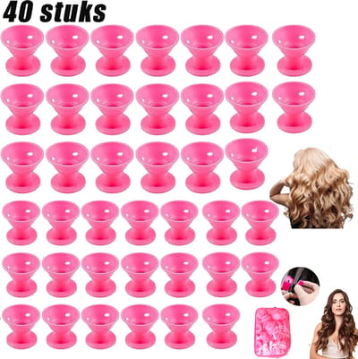 40 Stuks - Siliconen haarkrullers - Siliconen Krultang Zonder Hitte – Paddenstoel haarkrullers - Koude haarkrullers – Zachte Siliconen Haarrollers – Krullen Maken Zonder Schade – Voor Lang en Middellang Haar - (20 Groot + 20 Klein)