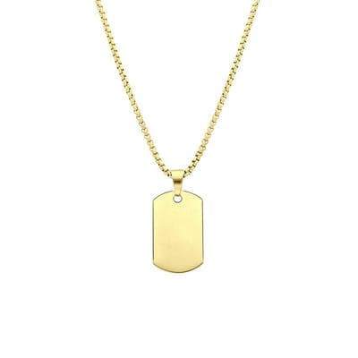 Lucardi Heren Ketting met hanger plaat mat - Staal - Ketting - Vaderdag Cadeautje - 65 cm - Goudkleurig