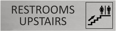 CombiCraft Aluminium deurbordje Restrooms upstairs 165x45mm met tape - per stuk