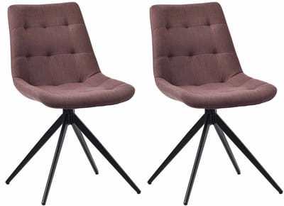 CLP Merna Set van 2 eetkamerstoelen - klassiek - Draaibaar - zonder armleuning - met rugleuning - Stof/bruin