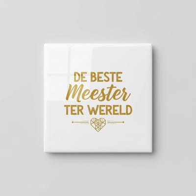 De Beste Meester ter Wereld Tegel 15x15 cm – Waarderingsquote Keramische Decoratieve Tegel Cadeau