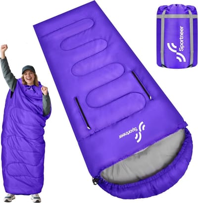 2 persoons slaapzak - Blauw - 220 x 150 cm - Lichtgewicht Polyester Outdoor Slaapzak voor Kamperen