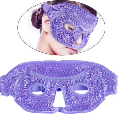 IJs Gezicht- en Oogmasker – Gel Kralen Koelmasker – Herbruikbaar Spa Wrap – Paars – Tegen Wallen en Vermoeide Ogen – Koud Gezichtsmasker – Ontspannende Huidverzorging – Voor Vrouwen en Mannen