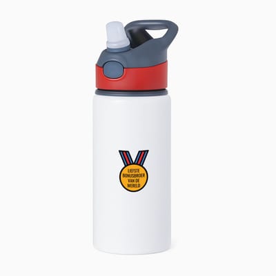 Hacebo® - liefste bonusbroer van de wereld waterfles met rietje rood - Broer - de liefste bonusbroer - verjaardagscadeau - verjaardag - cadeau - cadeautje voor broer - broer artikelen - kado - geschenk - gift - water fles - 650ML