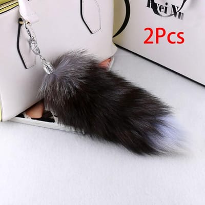 1 Pièce Immense Vraie Queue de Renard Porte-clés Pompon Sac Cosplay Jouet Accessoires Sac à Main Crochet Pendentif Halloween Cosplay