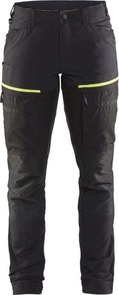 Blaklader Servicewerkbroek met stretch voor dames 7166-1845 - Zwart/High Vis Geel - C32