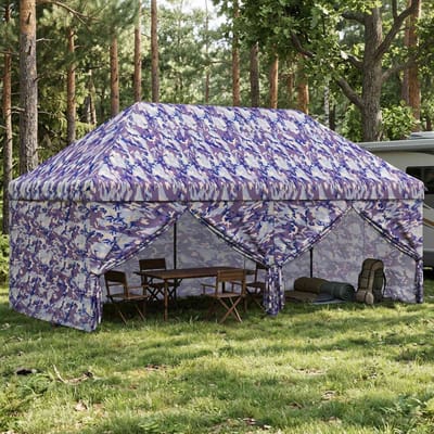 vidaXL - Pop-up - Gazebo - met - 4 - Zijwanden - 3 - x - 6 - m - Blauw - Camouflage