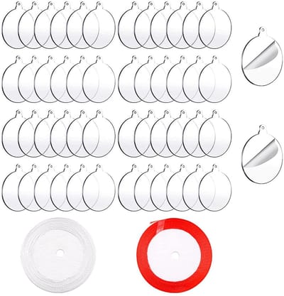 Allecto - Duidelijke Acryl Kerstdecoraties - 50 Stuks - DIY Ronden - 7.5cm - Kerstboomversiering - Decoratie voor Feestdagen - Kerstaccessoires