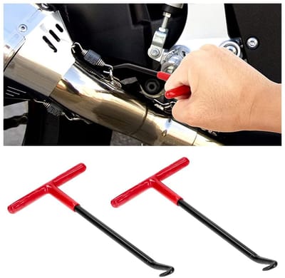 Dailygoods- Remveerhaak 2 Stuks - Veerhaaksleutel - Motorfiets Gereedschap - T-handvat - Antislip Coating - Duurzaam Metaal/Rubber - Veerhaak