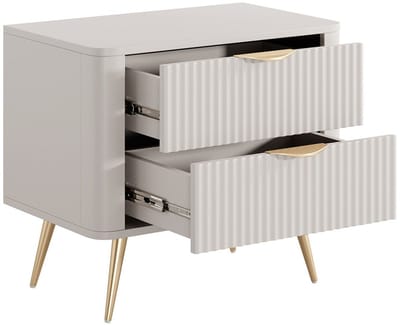 Vente-unique Nachtkastje - 2 lades - Beige en goudkleurig - ELONARIA