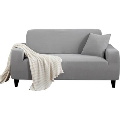 Elastische Bankhoezen Voor Woonkamer Geometrische Fauteuil Gebreide Maïsribstof Bankhoezen Stoelbeschermer Woondecoratie 1 seater gray