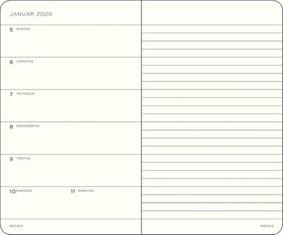 Weekagenda en Notitieboekje Pocket A6 2026 Softcover Dagoverzicht