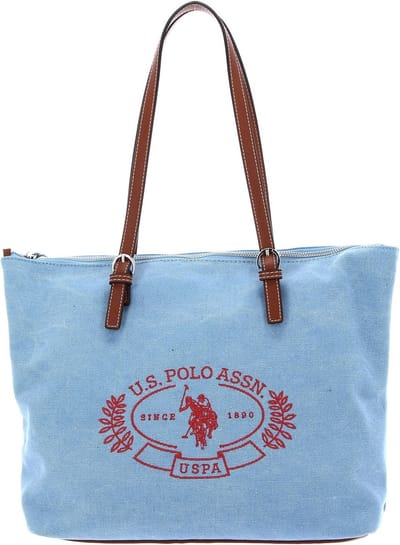 U.S. POLO ASSN. Shopper Springfield Canvas Shopping Bag Sky Blue Blauw