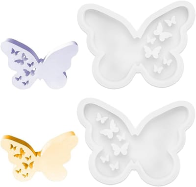 Set van 2 Siliconen Mallen voor Vlinders - Perfect voor Kaarsen Maken, Decoratie en Creatieve DIY Projecten