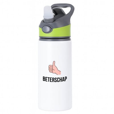 Hacebo® - Beterschap duimpje omhoog waterfles met rietje groen - Beterschap - iemand die ziek is of iets gebroken heeft - ziek - koorts - snel beter worden - cadeau - beterschap cadeau - kado - gift - geschenk - water fles - 650ML