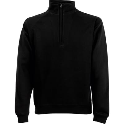 Fruit Of The Loom Heren Ritssluiting Nek Sweatshirt Top (Zwart)