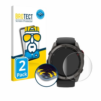 BROTECT - Screenprotector voor Garmin Fenix 8 Pro AMOLED (51 mm) - Folie Beschermfolie transparant volledig dekking - 2 Stuks