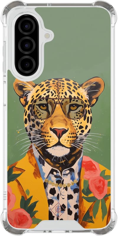 Casimoda® hoesje - Geschikt voor Samsung Galaxy A26 - Luipaard Hipster - Shockproof case - Extra sterk - TPU/polycarbonaat - Groen, Transparant