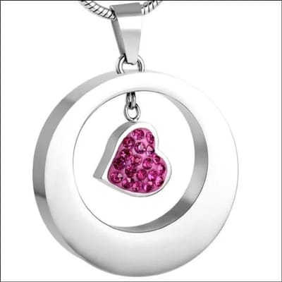 Aramat Jewels | Gedenkhangers | Stalen Ashanger Rond met Hart – Zilverkleurig Gedenksieraad | | | |20mm | Staal | Volwassenen | Verkleurd niet